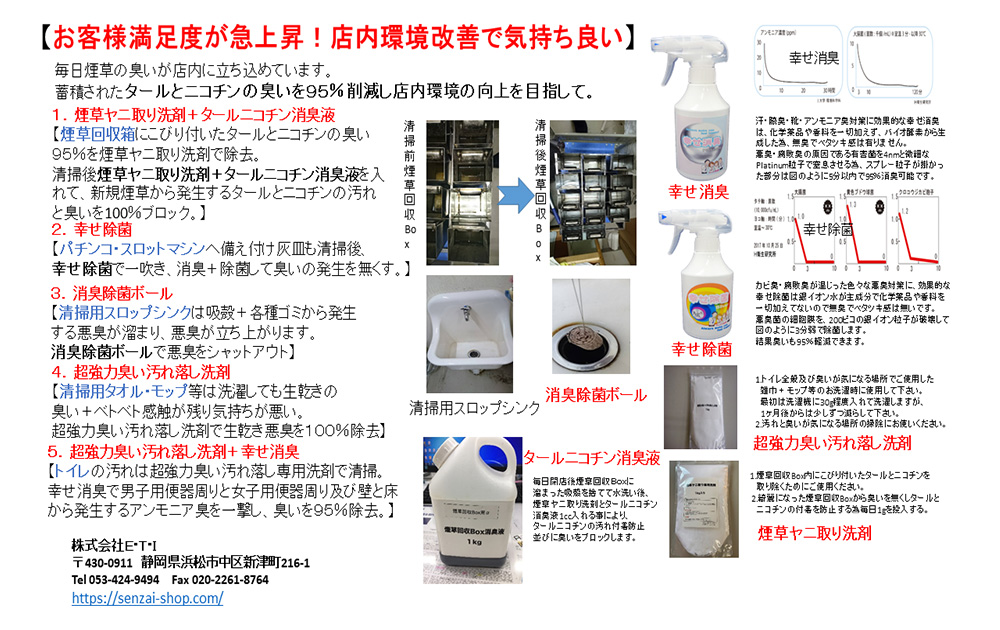 煙草の臭いトイレの臭いを取り除く専用洗剤