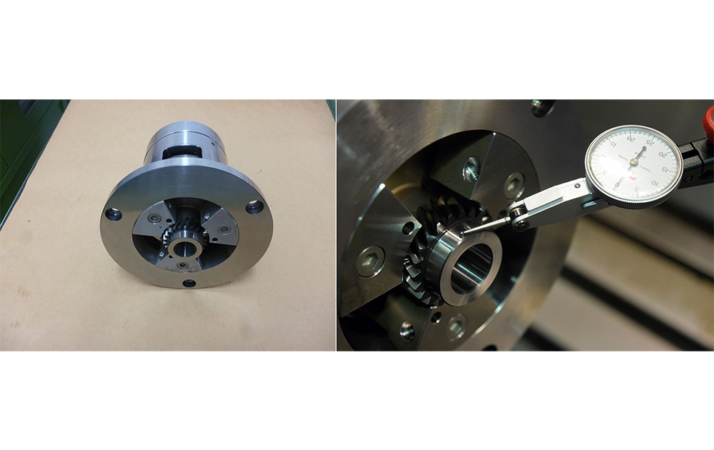 ハスバ歯車歯面基準による芯だし精度確保